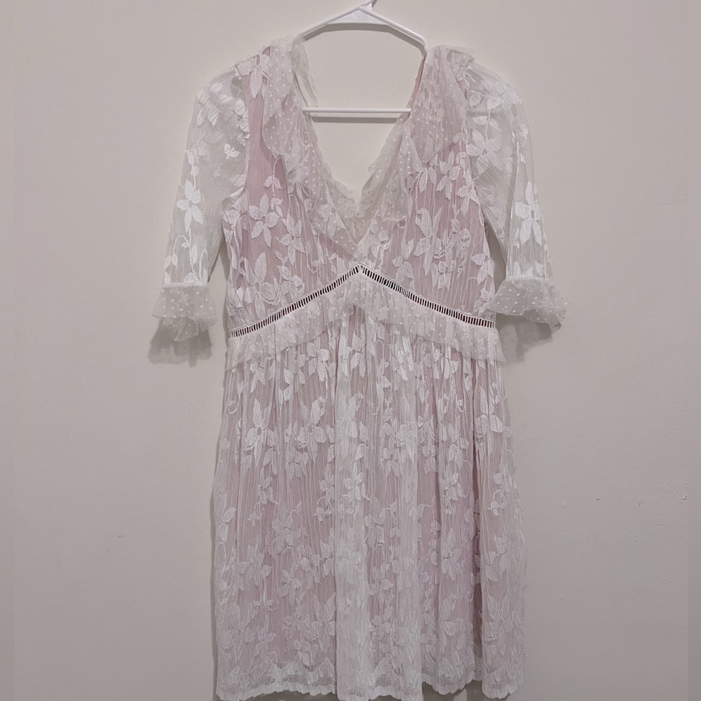 Lace white and pink Topshop dress
